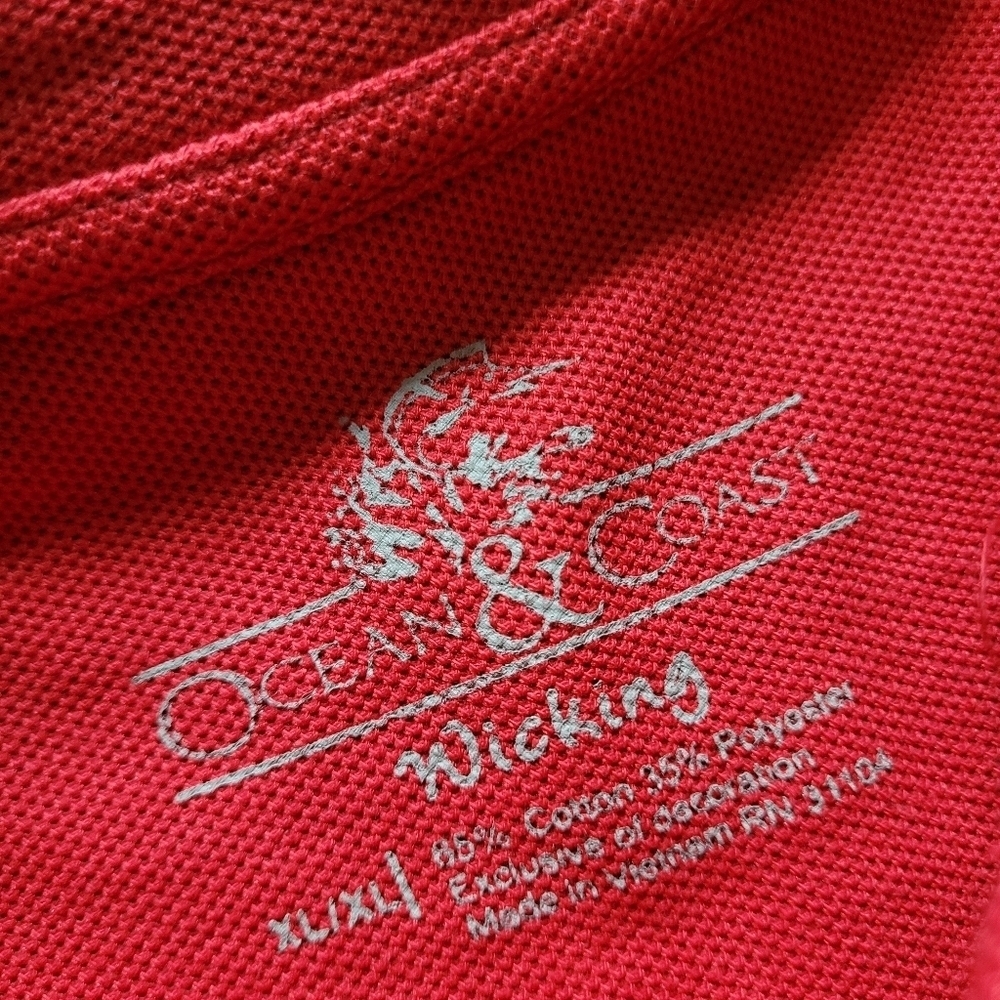 Ocean & Coast Reddish Orange Moisture Wicking Polo Shirt Size Men's XL - Picture 11 of 11